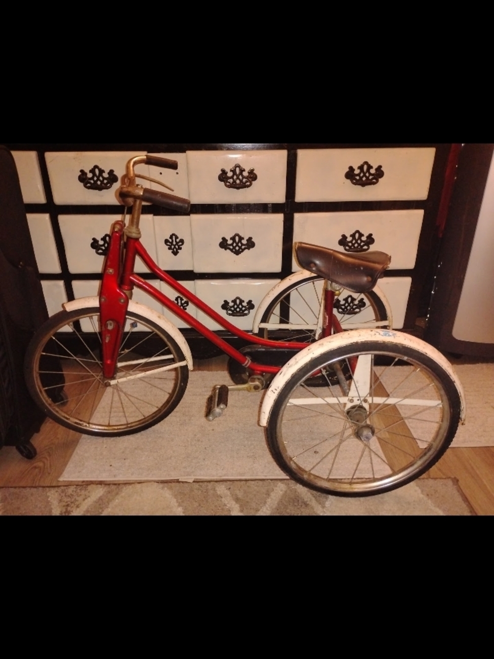 Nike Red and White Vintage-Style Tricycle Accent